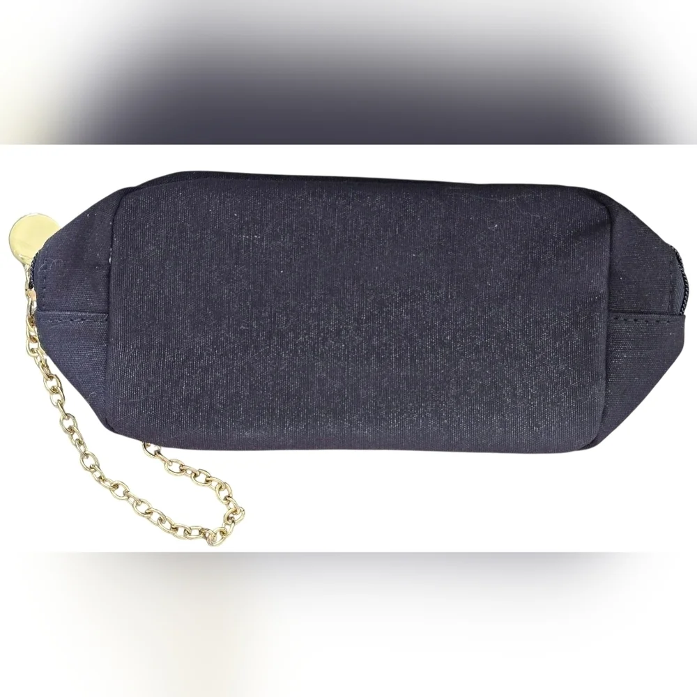 Yves Saint Laurent YSL Black Makeup Wristlet w/Gold Chain And Parfum Sample, New